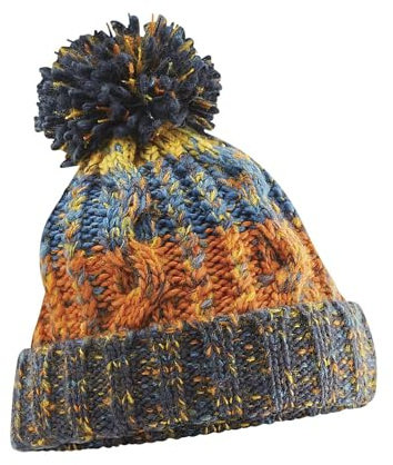 Neverless® Damen Strickmütze Grobstrick Bunt Gemustert Fleecefutter Wintermütze Pudelmütze Strickbommel