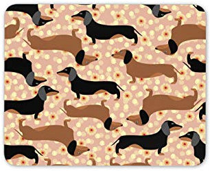 Destination Vinyl Ltd Funky Cute Sausage Dog Mouse Mat Pad - Flowery Dachshund Computer #16334
