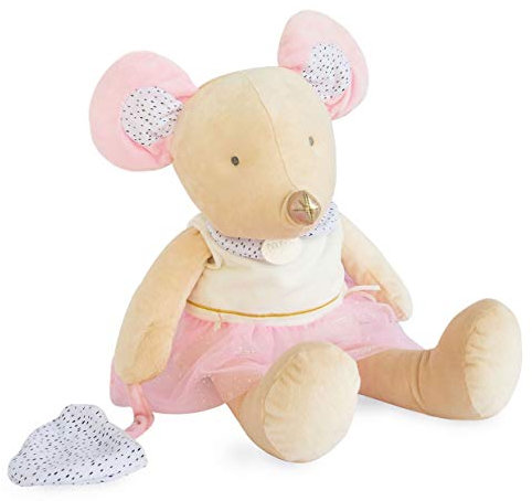 Doudou et Compagnie - Peluche Souris Avec Doudou - 50 cm - Beige/Rose - La petite Souris va passer - DC3505