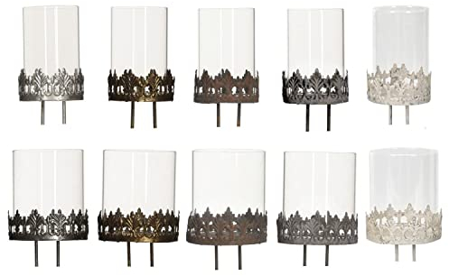 NETPROSHOP Kerzen- und Teelichthalter für Kränze mit Glasaufsatz zum Stecken Auswahl, Farbe:Rost, Auswahl:5.5 cm