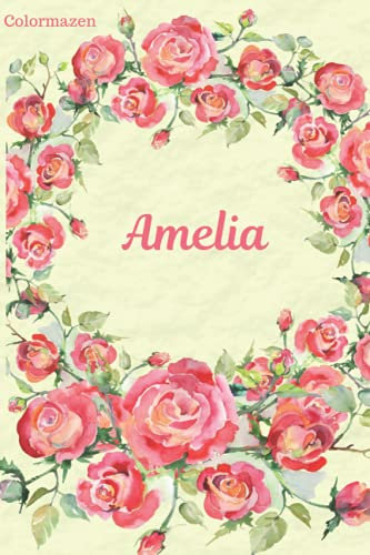 Amelia: Red Rose Personalised Notebook (Small)