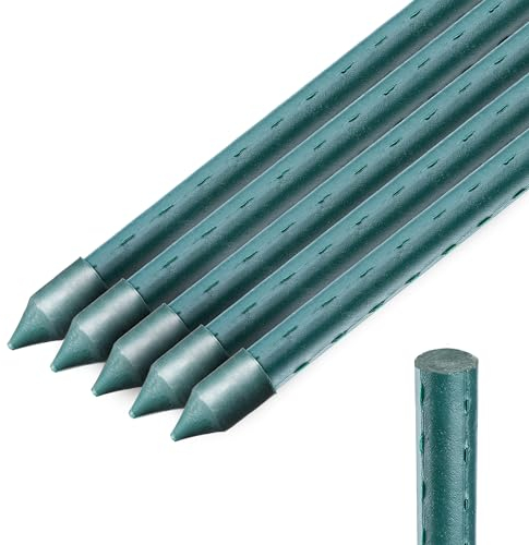 KADAX Pflanzstäbe 150 cm x 16 mm, 5er Set – Beschichteter Stahl Rankstab, Pflanzenstütze & Tomatenstäbe für Garten, Wetterfest & Stabil