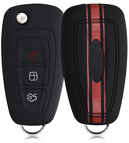 kwmobile Silicone Key Fob Cover Compatible with Ford 3 Button Car Flip Key