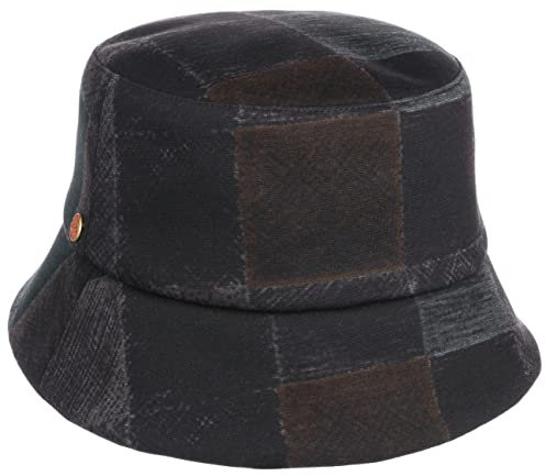 Mayser Maite Check Bucket Stoffhut Karohut Damenhut Fischerhut Damen - Made in The EU mit Futter Winter Herbst-Winter - L (59-60 cm) schwarz-grün