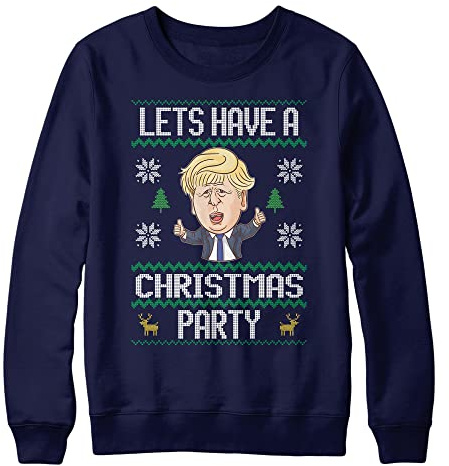 Lets Have A Christmas Party Boris Johnson Funny Christmas Sweatshirt, Novelty Christmas Jumpers for Men, Tories Sweater Office Party Tee Top TV Xmas Gifts
