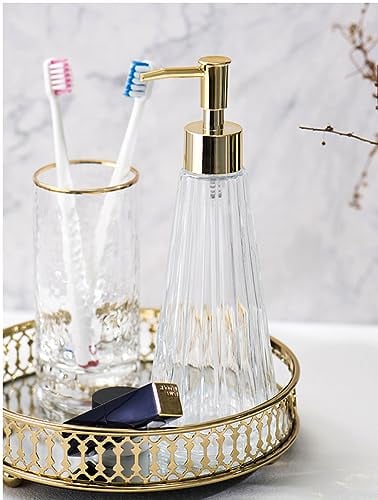 JINYOMFLY Seifenspender Glas Transparent, Shampoo Flaschen zum Befüllen, Vintage Pumpspender Glas, Shampoo Duschgel Spender mit Pumpe, Elegant Seifenspender 2er Set, 320ML