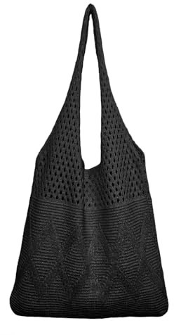 HAN-LBG Borsa Uncinetto, Borsa Spiaggia Estiva in Rete Borsa Tote all'uncinetto da Donna Borse a Tracolla per Viaggiare Ogni Giorno