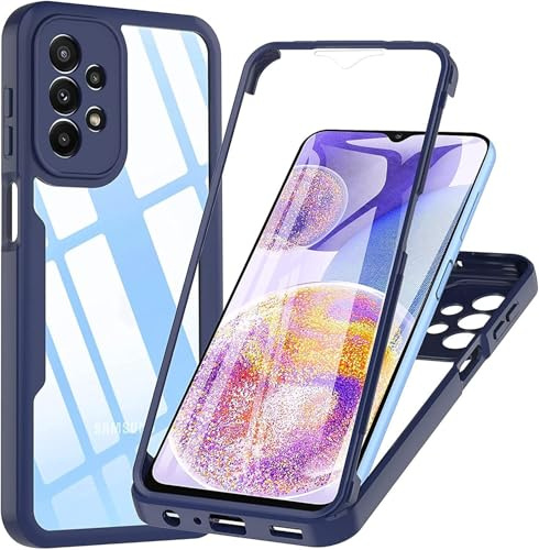 betterfon 360 Grad Hülle Kompatibel mit Samsung Galaxy A23 5G | Handyhülle mit eingebautem Displayschutz für Galaxy A23 5G | Blau