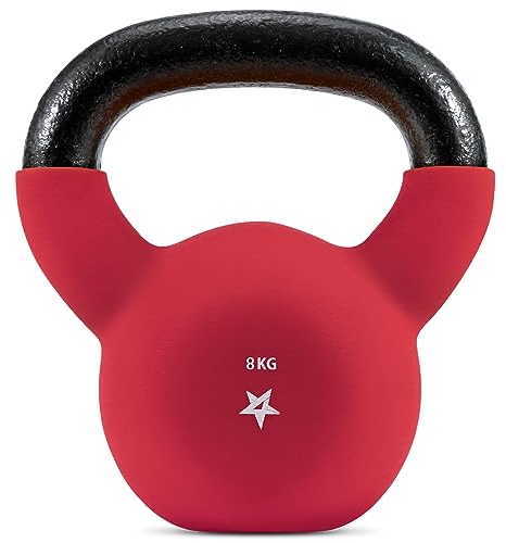 Yes4All WV6P Neoprene Coated Kettlebell Weights, Strength Training Kettlebells - 8KG Red