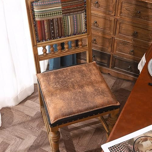 Stuhlkissen Sitzkissen mit Reißverschluss, Wildleder Sitzauflage für Innen Büro Wohnzimmer, Gefüllte Gedächtnisschaum Latex, rutschfest, Quadrat Rechteck, Wasserdicht, Vintage Farbe,4,40x40x4cm