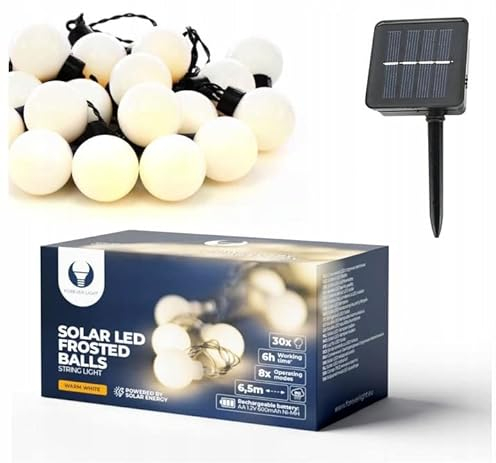 FOREVER Solar lichterkette außen wetterfest, 30 LED,8 Modi 6,5m, Außer/Innen lampions solar für Garten, Bäume, Hochzeiten, Partys, Weihnachten (weiß)