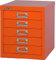 BISLEY Schubladenschrank aus Metall für DIN A4 in orange Schrank mit 5 Schubladen Büroschrank Werkzeugschrank