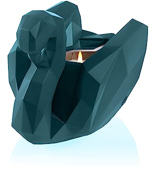 CONCRETTE Tischdeko Kerzenständer aus Beton 17 x 11,2 x 14 cm - Dunkles Türkis Deko Kerzenhalter in Form eines Schwans - Kerzen Ständer - Kerzenstaender