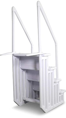 Schwimmbadleiter Easy Entry Synthetic für Einbaubecken - Gre EPE30-4-stufige Kunststoffleiter in Weiß - Ideal für versenkte Pools - 92 x 80 x 206 cm - rutschfeste Sicherheitsleiter