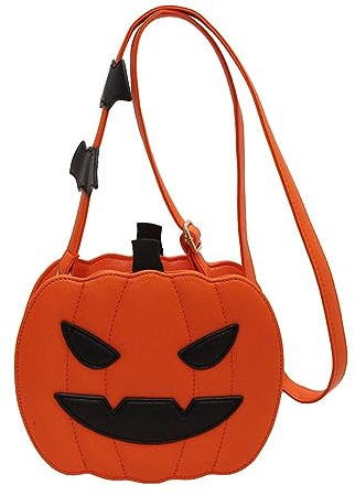 Frauen Kürbis Umhängetasche, Halloween Kürbis Handtasche Gothic Umhängetasche, Süßes Oder Saures Kürbis Tasche, Neuheit Teufel Umhängetasche Für Halloween Deko (Orange,2)