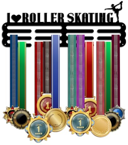 PH PandaHall Porta Medaglie Pattinaggio a Rotelle Portamedaglie da Muro Pattinaggio, Porta Medaglie da Parete Esposizione di Medaglies Premi Appendiabiti per Medaglies Montaggio