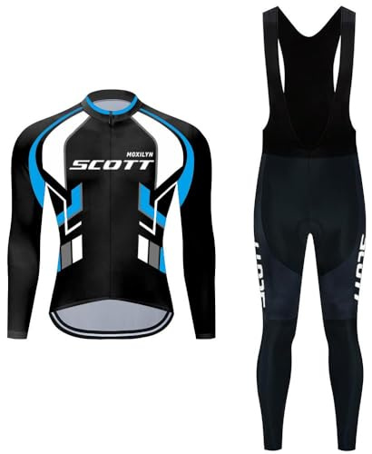Moxilyn Herren Radsport Herbst Complet Fahrradbekleidung Set Langarm Radsport Anzug für MTB Fahrrad Hose mit 20D Polsterung Atmungsaktiv