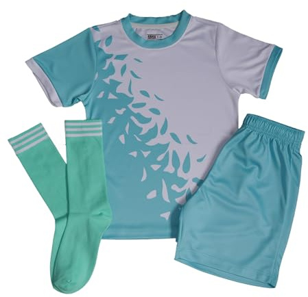 Girls Football Kit - Multi-coloured Kits for Future England Lionesses (Turquoise, 10-11)
