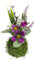 Botanic-Haus künstliche Frühlingsblumen im Grassockel mit Cosmea Farbe: lila