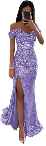 BABYONLINE D.R.E.S.S. Robe de Cocktail Bustier Longue pour Mariage et Soirée - Demoiselle d'Honneur Femme - Fête - Lilas - Taille 32