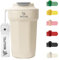 WALLFID Travel Mugs 14oz/450ml, Isolierter Kaffeebecher mit auslaufsicherem Deckel und Eismodeln Kreis, Auto-Kaffeebecher, Thermobecher für heißen und kalten Kaffee, Wasser und Tee (Schneefeldweiß)