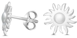 Cassini Damen Ohrstecker Sonne aus 925 Sterling Silber – Polierte Silberohrringe Stecker, Nickelfrei & Hypoallergen, Geschenkidee für Frauen, Zeitloses Schmuckstück mit hochwertiger Verarbeitung, 3OAF