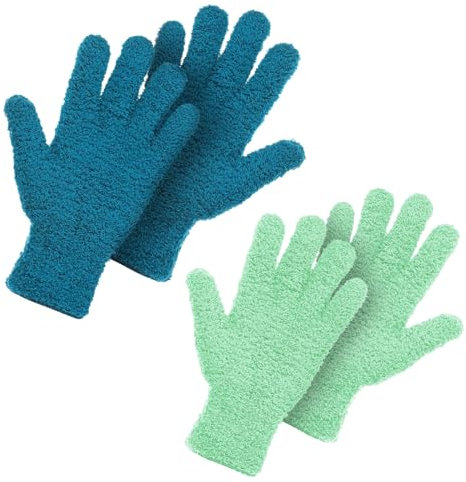 2 Copie Gant Microfibre, Lavable, Gants de Nettoyage, Chaud, Microfibre Gants à Poussière, pour Plantes, Cuisine, Voitures, Miroirs, Stores, Gants de Nettoyage(Bleu, Bleu ciel)