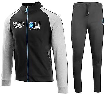 ZERO E CO Tuta per Napoli Homewear Ragazzo Bambino Full Zip Nero Nero 4 Anni