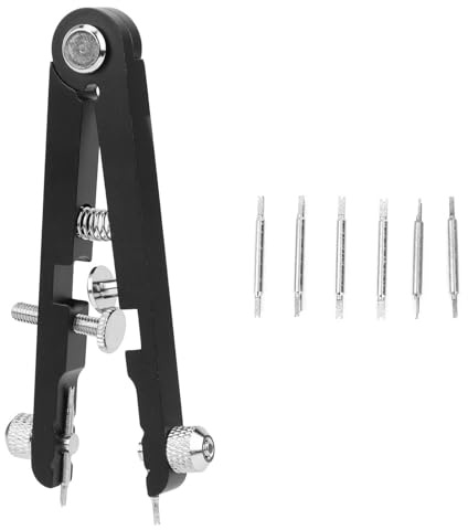 Watch Spring Bar Plier, Precision Stainless Steel Strap Removal Tool for Home Watch Repair Black 1 Plier 6 Replaceable Pins 1.0mm 1.2mm 1.6mm Portable