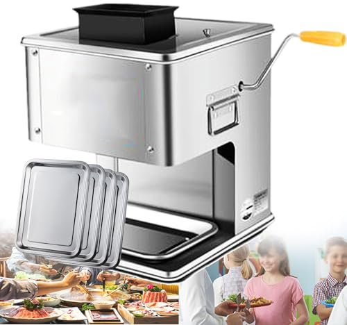 Electric Meat Cutter Machine, Hand Crank Meat Slicer Meat Cutting Machine with Stainless Steel Tray, Can Be Electric, Can Be Hand, Detachable Knife Set, Adjustable Cutting Thickness ,3.5mm