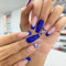 24pcs Long Square False Nails French Tip - Dark Blue Heart Edge Stick on Nails Heart Rhinestone - Press on Nails Removable Glue-on Nails - Full Cover Fake Nails Nail Art Accessories