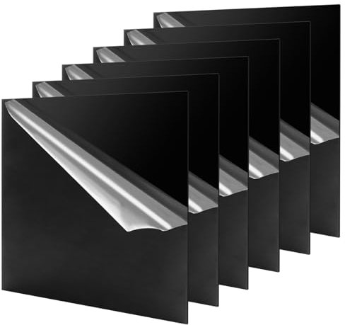 SHUESS 6 placas de cristal acrílico 30 x 30 cm 3 mm negro – Cristal acrílico de alta calidad, placa acrílica de 3 mm brillante y lisa para proyectos de bricolaje, modelismo, diseño de interiores