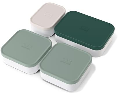 monbento - Kleine Lebensmittelboxen Extra grün - Original Bento Box Fächer - 4 kleine Boxen Perfekt zum Organisieren von Mahlzeiten/Transportieren von Snacks - BPA-frei und sicher - Grün