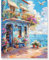 FURONGHUAK Peinture par Numéros pour Adulte, DIY Peinture Acrylique pour Adultes Enfants débutants Facile sur Toile 40×50 cm avec peintures et pinceaux sans Cadre-Boutique de fleurs au bord de la mer