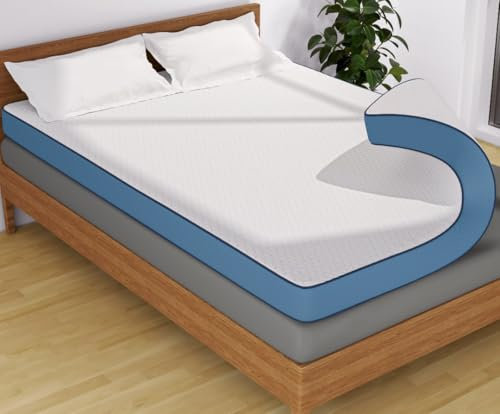 CASABEL Gel Topper 140x190cm Matratzen Topper zum Wenden, 7 cm Höhe, 2 Härtegrade - Weich oder Fest, Bezug aus 100% Baumwolle, Atmungsaktive, Kühlende Matratzenauflage mit Memory-Schaum