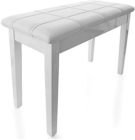 WDCDYQDH Klavierbank aus Leder, Doppel-Klavierhocker mit Stauraum, Klavierbank aus Holz, Hocker, Pu-Leder, wasserdicht, Schwarz/Weiß (Weiß)