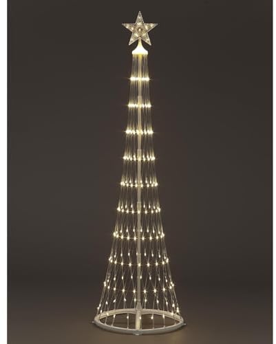 YöL 1.8m Light Up Christmas Cone Tree 220 Warm White LEDs Indoor Outdoor Garden Decoration