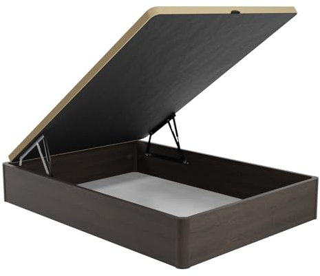 DUÉRMETE ONLINE - Canapé Abatible de Madera Súper Reforzado con Gran Capacidad, Esquinas Redondeadas, 150 x 190, Wengué