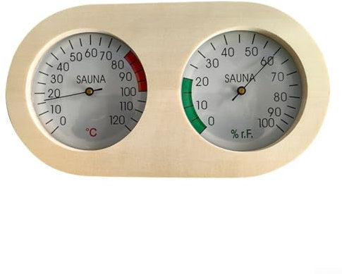Zeroupshop Sauna Thermometer Hygrometer Holz 235x130mm Multifunktionsmesser für Dampfbad Sauna Raum Zubehör