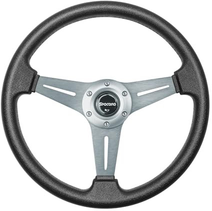 Spocoro Universal Car Racing Steering Wheel 350mm/13.8 6 Bolts Automotive Drift Steering Wheel with Horn Button, Vinyl Leather and Aluminum Spokes (Gray)