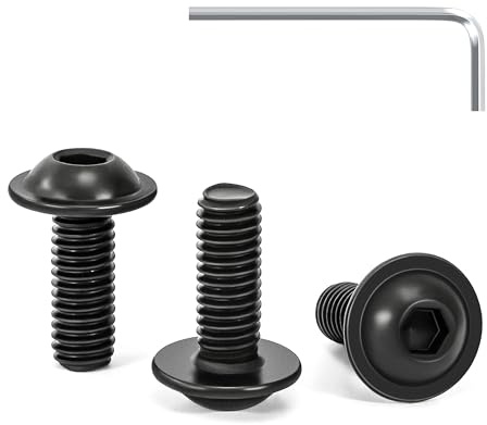 Tunejoy 30 Pezzi Viti a Testa Bombata con Flangia M6 x 16 mm Nero Vite a Testa Esagonale Bulloni in Acciaio Inox A2 V2A Viti a Brugola con Chiavi a Esagono Filettatura Completa