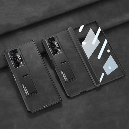 TIANYUE Hülle für Honor Magic V2, Schlichte Leder Handyhülle, ultradünne weiche TPU Hülle für Honor Magic V2-Schwarz