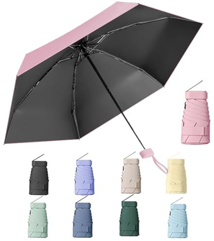 Aethryon Mini Reise Regenschirm, Kleiner UV-Regenschirm, Taschenschirme, Faltbarer Sonnenschirm, Reise Tragbarer Taschenschirm, Sonnenschirm Tragbar, (Hellrosa)