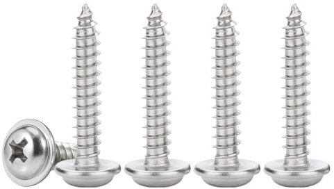 Drenky 50 Pezzi Viti M3x20mm in Acciaio Inox A2 V2A - Viti Autofilettanti a Testa Tonda Vite Testa Piatta con Rondella per Lavorazioni su Legno, Plastiche e Materiali Compositi