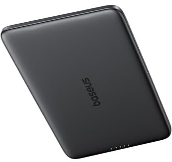 Baseus Magsafe Power Bank Ultra Slim Powerbank magnétique Ultra légère pour iPhone 16/15/14, Mini Wireless 5000 mAh, USB-C PD 20 W, Batterie Externe avec écran LED, Noir