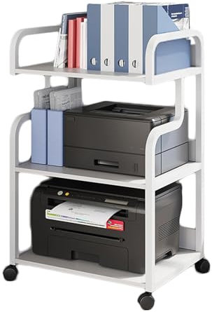 Soporte For Medios Audiovisuales De 3/4 Niveles,Torre De Audio En Rack con Rueda Universal De 360°,Soporte De DVD De Suelo,for Tocadiscos,TV Box Y Proyectores(White,3 Tiers)