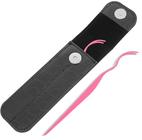 MUCKLILY Eyelash Tweezer Holder Case Anti-Static Pattern Pu Storage Bag Compact Travel Tweezer Case for Eyelash Extensions