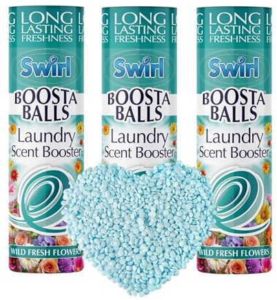 3 Laundry Scent Boosters Beads - Washing Machine Laundry Freshener - Fresh Wild Flowers Scent - Long Lasting Fabric Freshener 230g