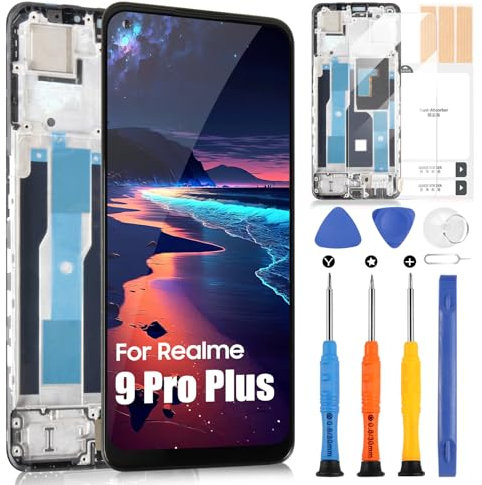 ARSSLY - Pantalla LCD para Realme 9 Pro Plus LCD Display para Realme 9 Pro + RMX3392 RMX3393 Pantalla de repuesto de pantalla táctil digitalizador Full Assembly con Reparación Kit, negro con marco