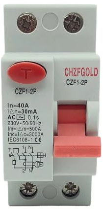 XLMURZAC Disjoncteur différentiel à Courant résiduel, AC 2P 16A 10mA 30mA 6KA 110V 230V(2P16A30MA)